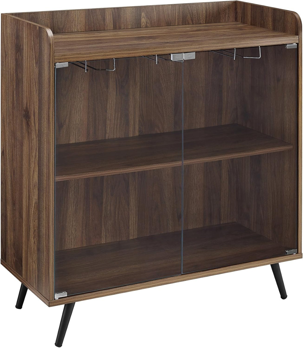 Dark Walnut 30 Inch Glass Door Bar Cabinet P846236