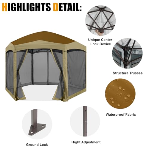 Camouflage 6 Sided Instant Screened Canopy Tent F358208