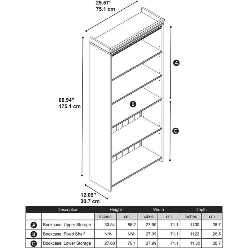 5 Shelf Bookcase in Antique Black X293113