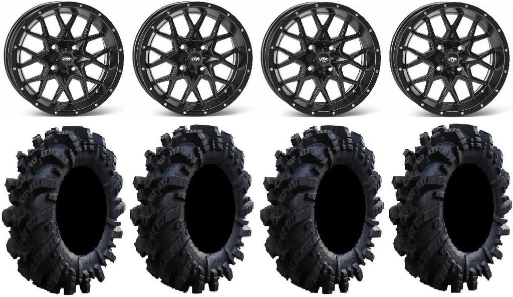 15 Wheels Matte Black 34 Tires 4x137 Bolt Pattern Lug Kit L965