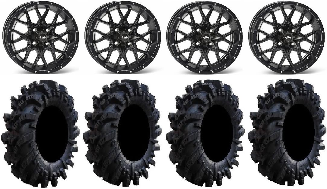 15 Wheels Matte Black 34 Tires 4x137 Bolt Pattern Lug Kit L965