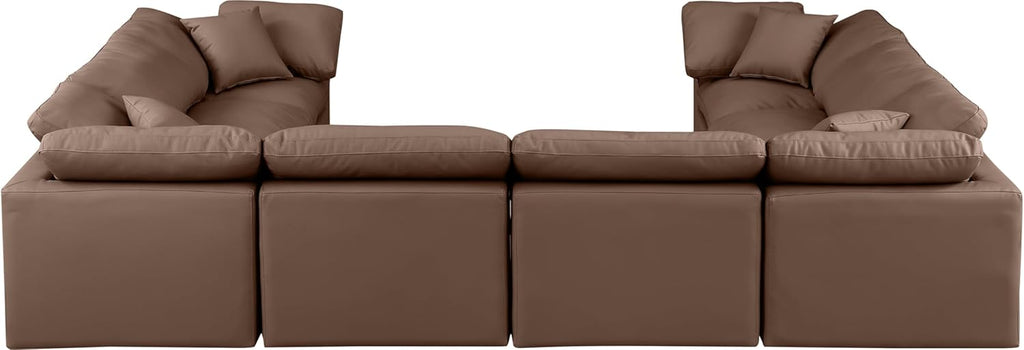 Brown Vegan Leather Sectional G565