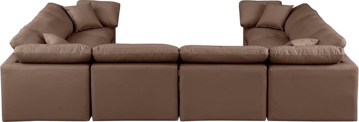 Brown Vegan Leather Sectional G565