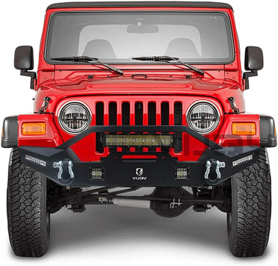 Front and Rear Bumper with Textured Black LED Lights Winch Plate Tire Carrier R71531