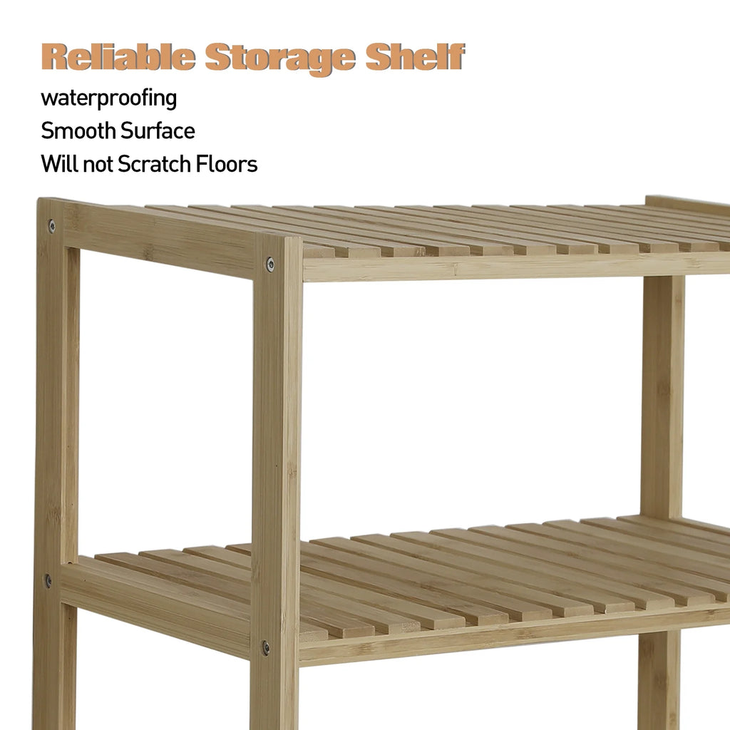 Bamboo Storage Shelf with Display Rack, 23"x10"x27" Natural R348111