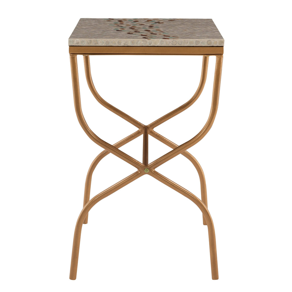 Gold Capiz Fish Mosaic Accent Table B468