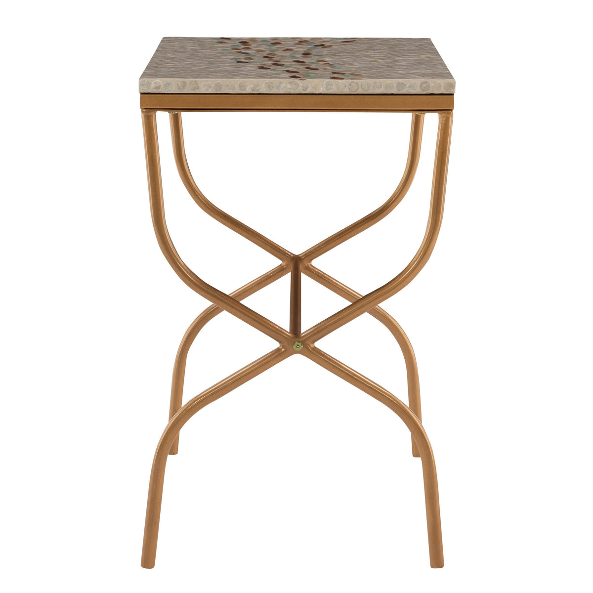 Gold Capiz Fish Mosaic Accent Table B468