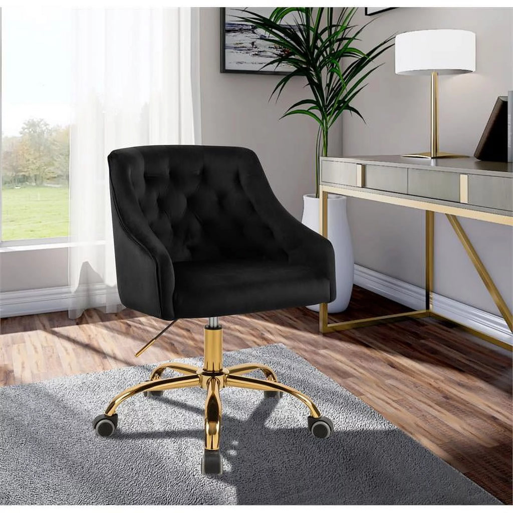 Black Velvet Swivel Adjustable Office Chair P105905
