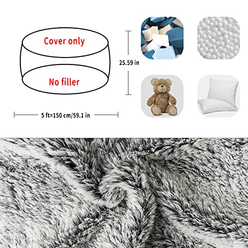 Round Soft Fluffy PV Velvet Washable Bean Bag Chair Cover 5ft Dark Grey M167585