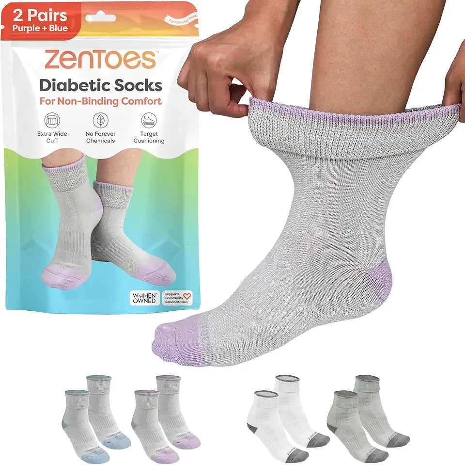 Breathable Diabetic Socks with Arch Support, 2 Pairs, Medium P998