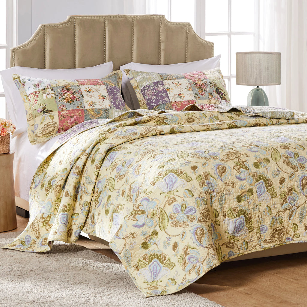 100% Cotton Patchwork Quilt and Pillow Sham Set L21472