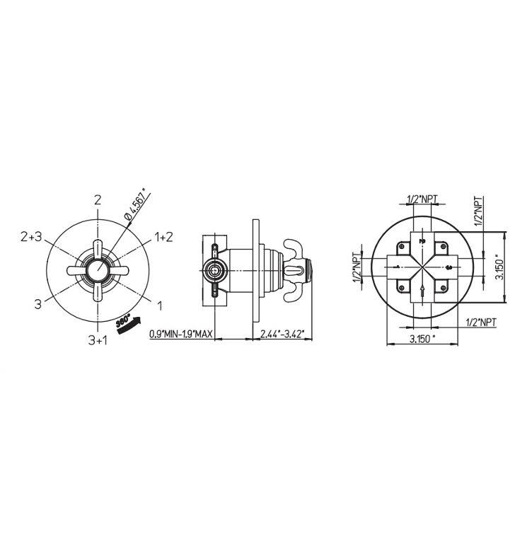 3 Way Diverter - Brushed Nickel N2246