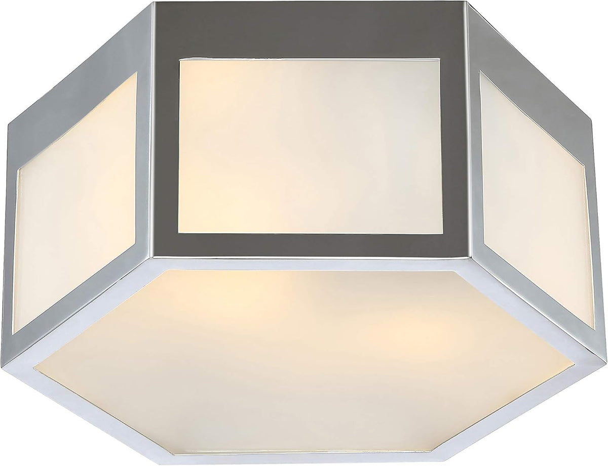 15.75" Hexagon Metal Frosted Glass LED Flush Mount T10183