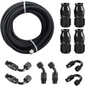 6AN PTFE E85 Braided Fuel Line Fitting Kit 20FT Transmission Oil Cooler Line Stainless Steel Black Pack of 2 P564243