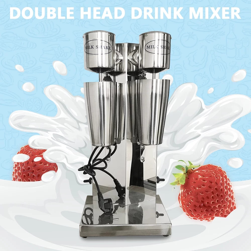 Stainless Steel Double Head 2-Speed Electric Milkshake Maker V39744