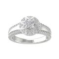 14K White Gold Diamond Halo Engagement Ring D299