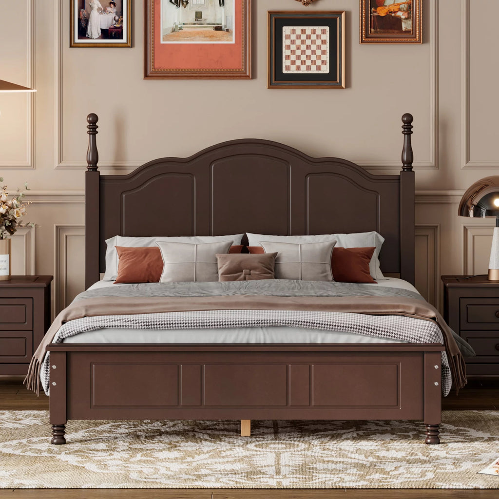 Full Size Wooden Platform Bed Frame with Slat Support U25124