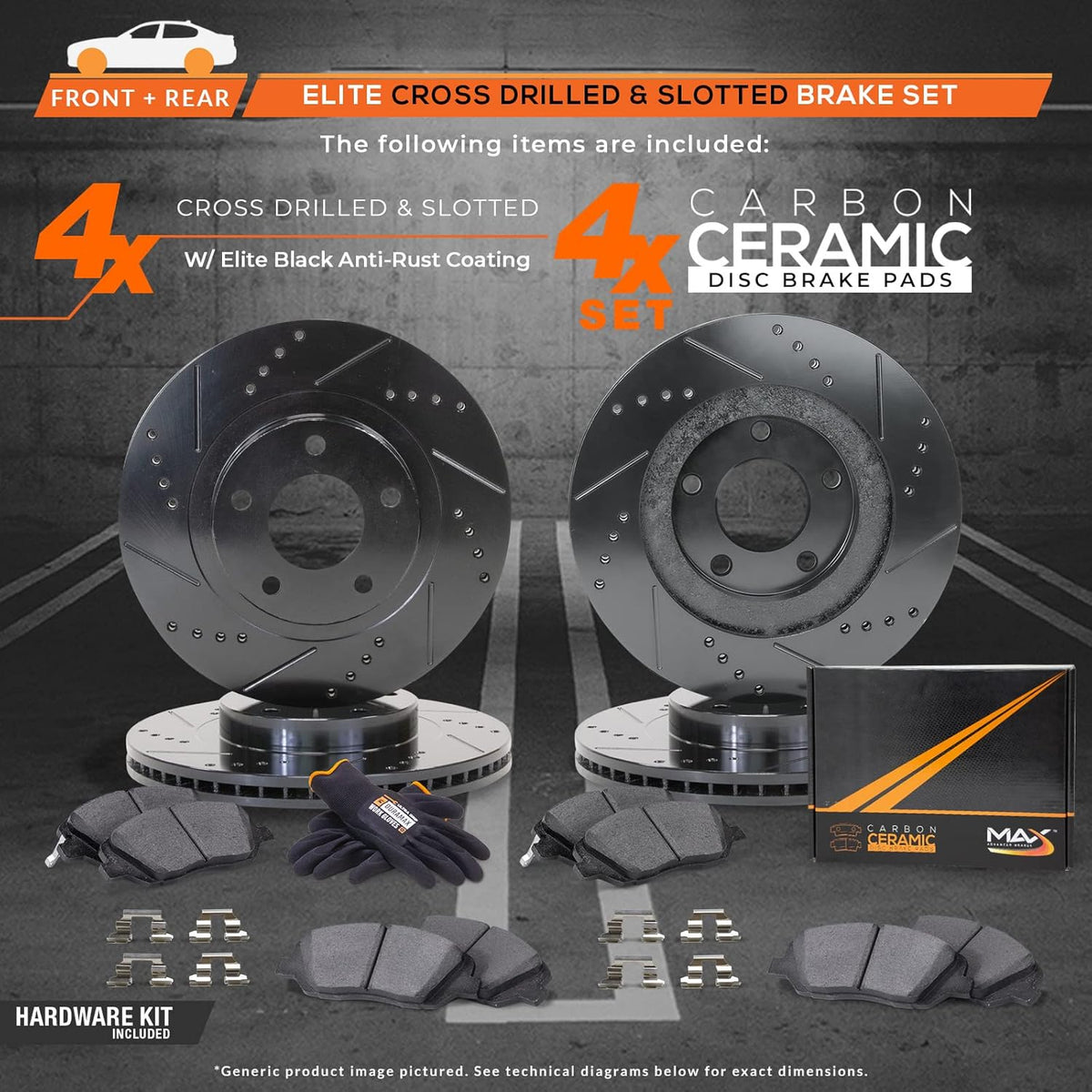 Front and Rear Brake Rotors with Carbon Ceramic Pads L273