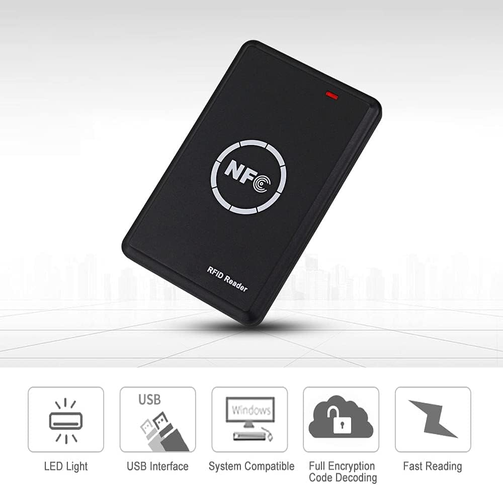 13.56MHz NFC RFID Reader Writer Smart Card Programmer with Key Fob Cards L7346