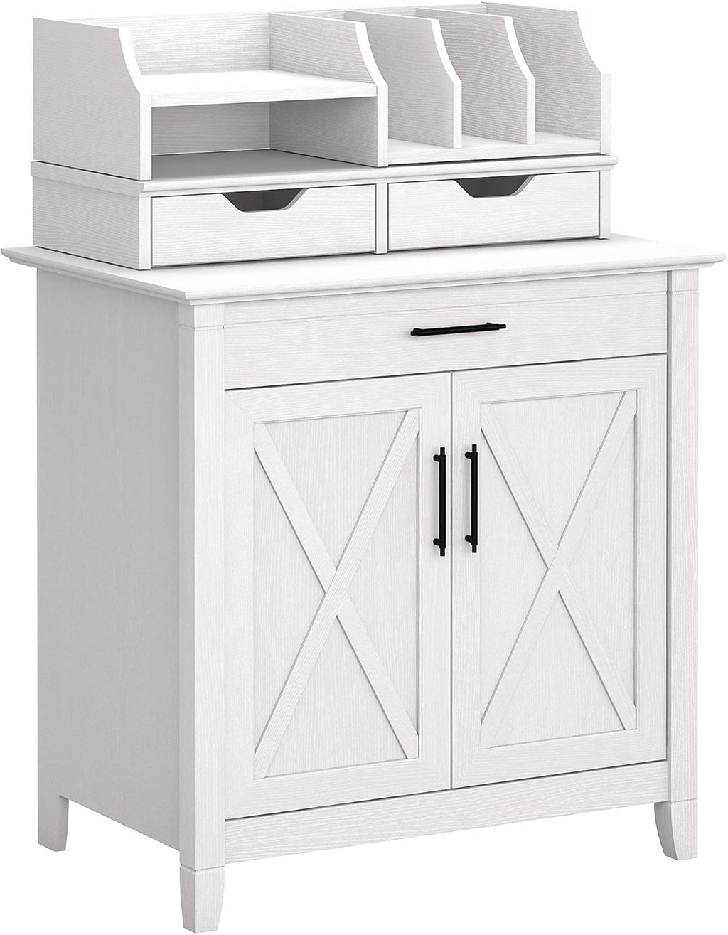 Washed Gray Secretary Desk with 5 Shelf Bookcase I91685