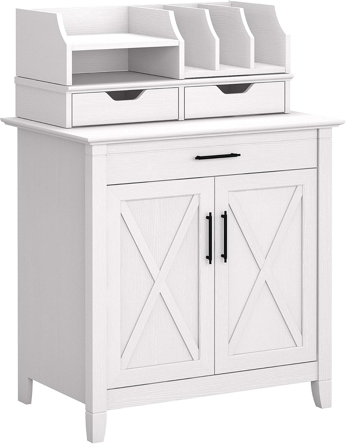 Washed Gray Secretary Desk with 5 Shelf Bookcase I91685