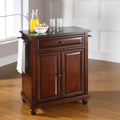 Mahogany Solid Black Granite Top Portable Kitchen Island X36994