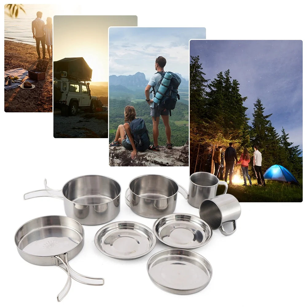8PCS Stainless Steel Camping Cookware Set I608
