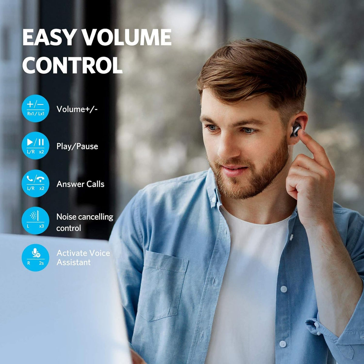 Wireless Active Noise Cancelling Bluetooth Earbuds O4451