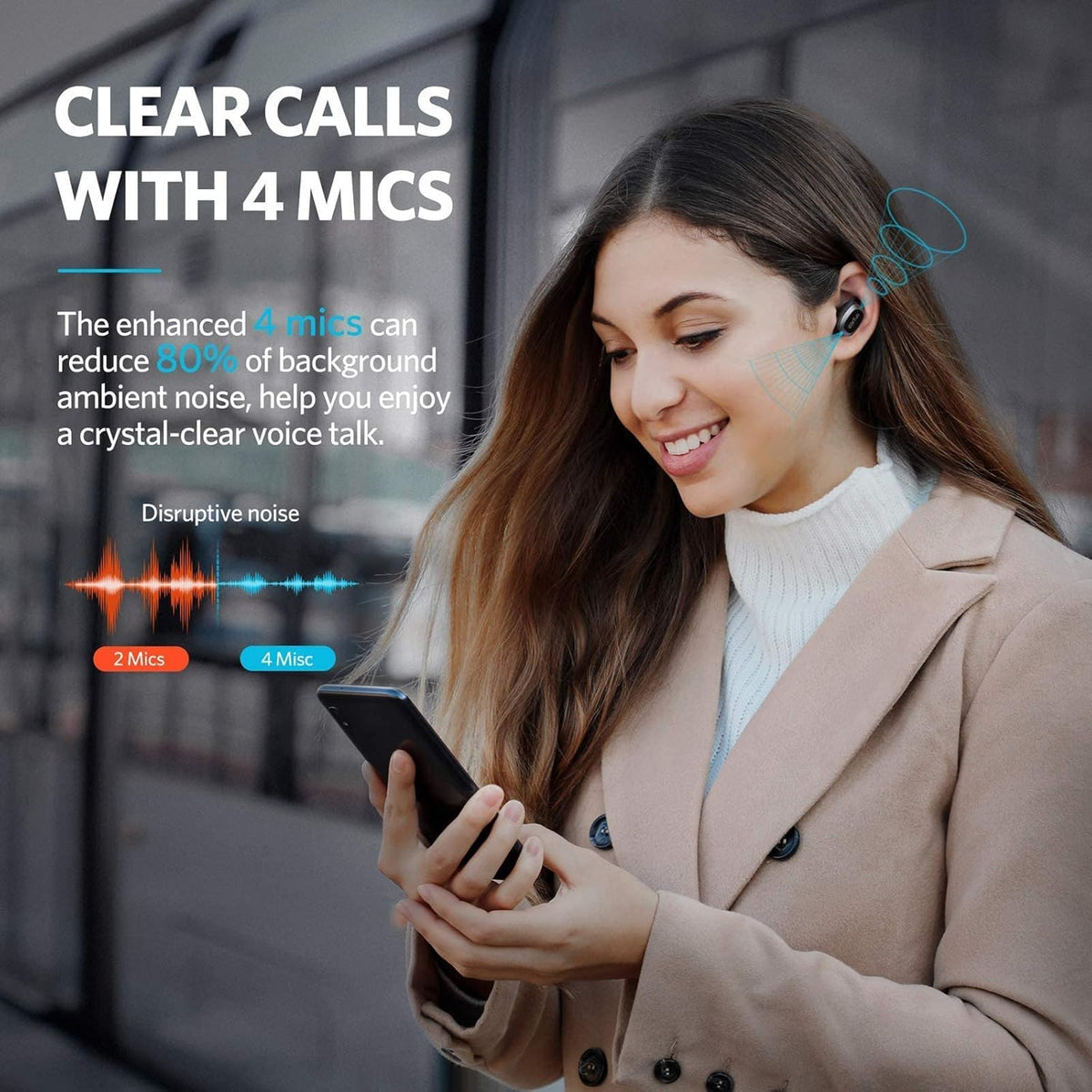 Wireless Active Noise Cancelling Bluetooth Earbuds O4451