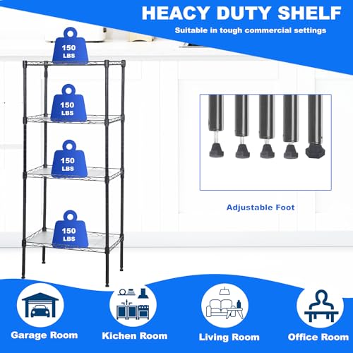 3 Tier Adjustable Metal Storage Shelf 450 lbs Capacity NSF Certified Black M72766