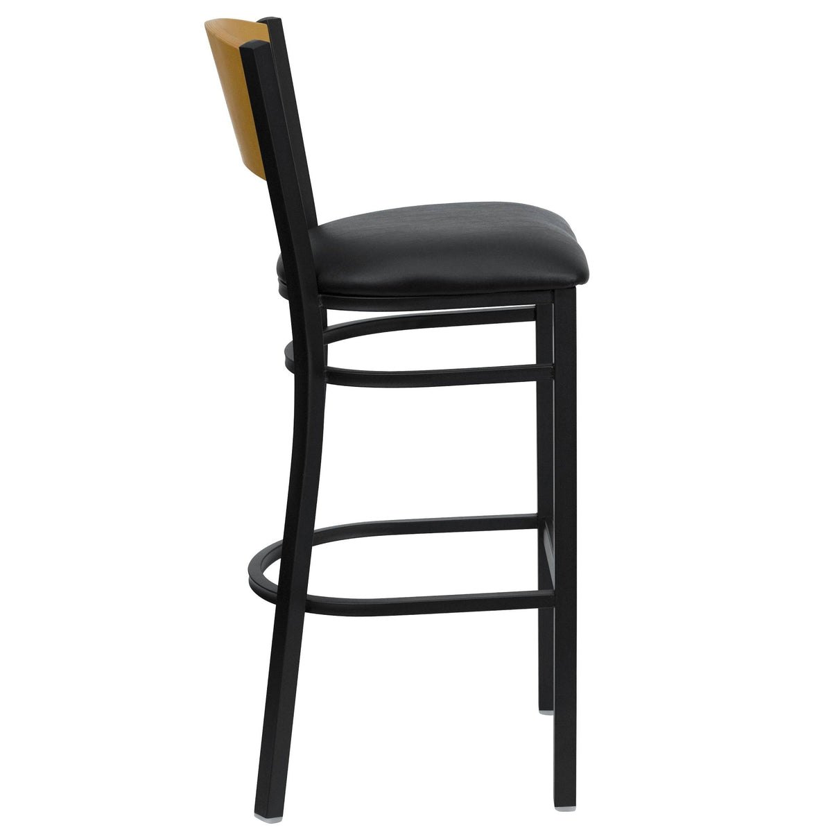Black and Natural Brown Circle Back Restaurant Barstool W93640