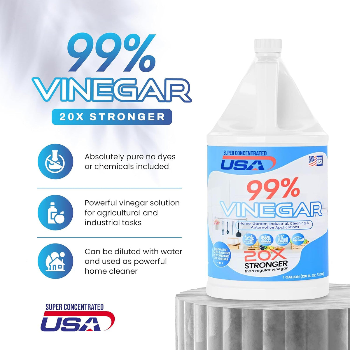 99% Pure Vinegar - 1 Gallon Concentrated Cleaner R8324