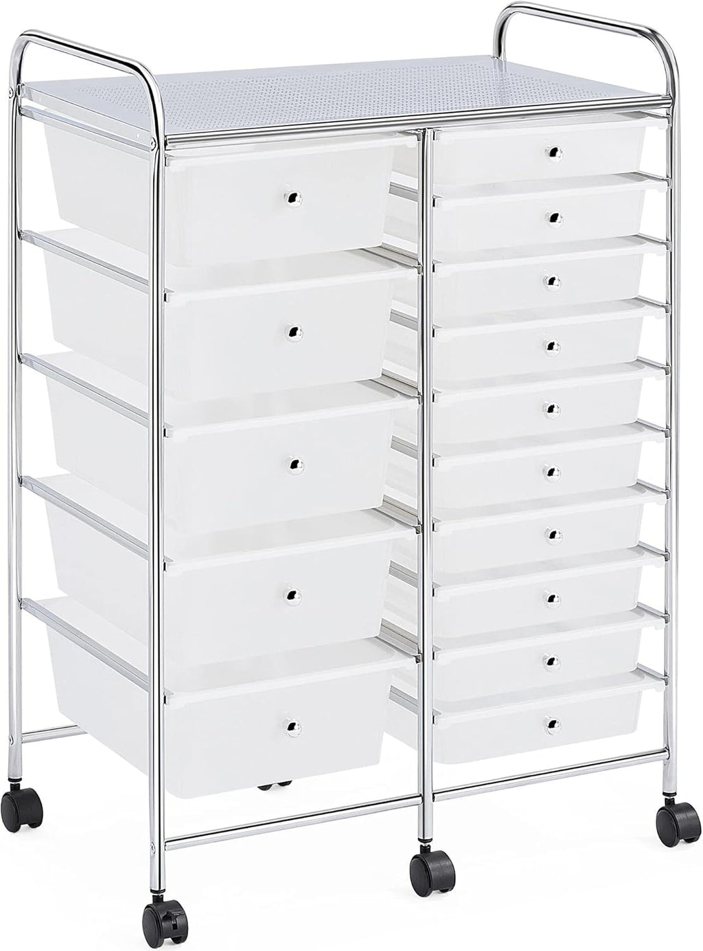 White 15 Drawers Rolling Storage Cart P64640