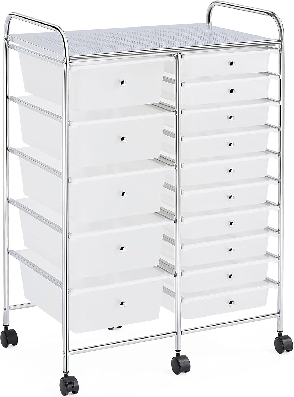 White 15 Drawers Rolling Storage Cart P64640