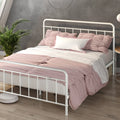 King White Metal Platform Bed Frame O452