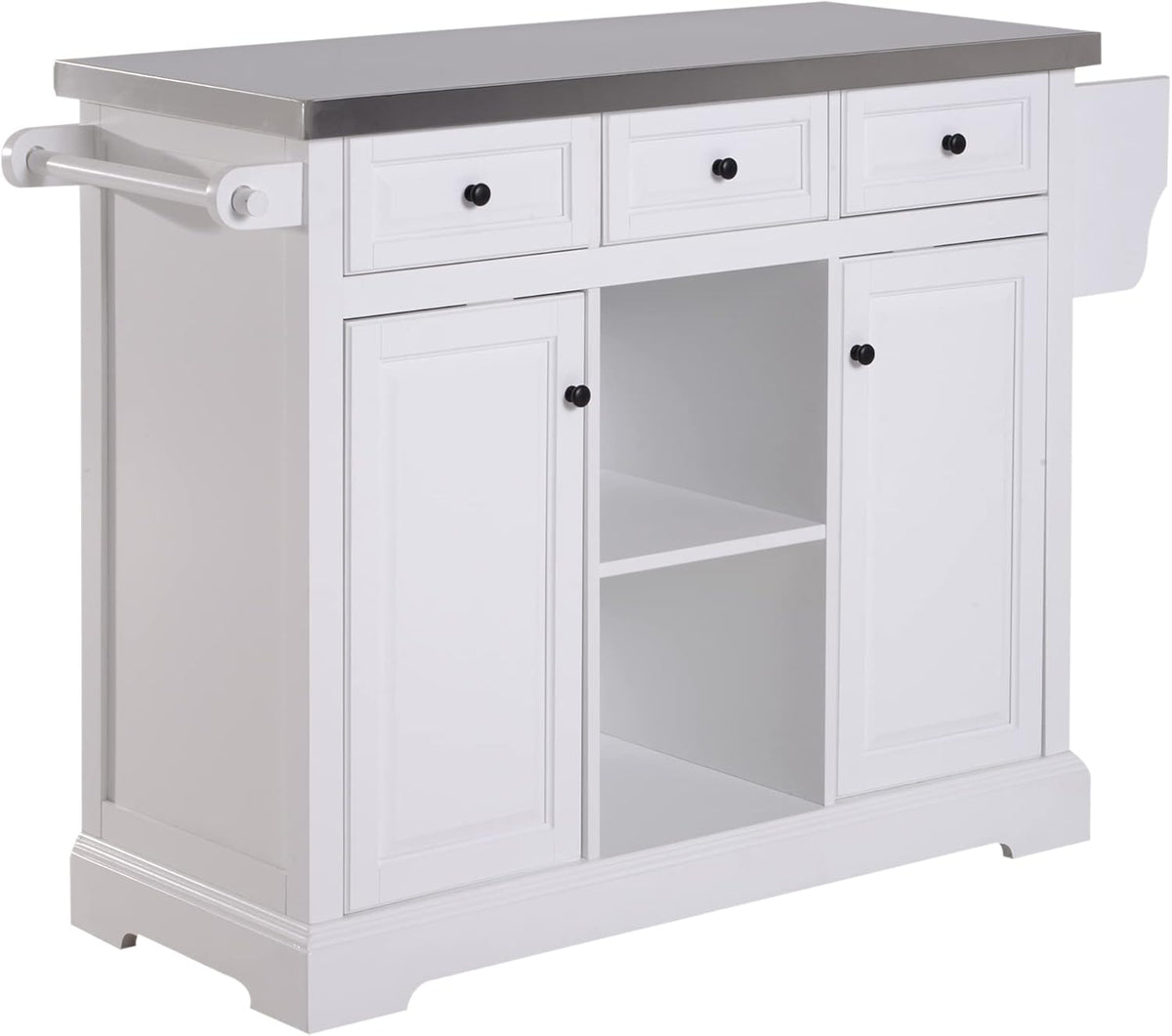 Rolling Kitchen Island with Stainless Steel Top Utility Cart on Wheels, Grey R5266