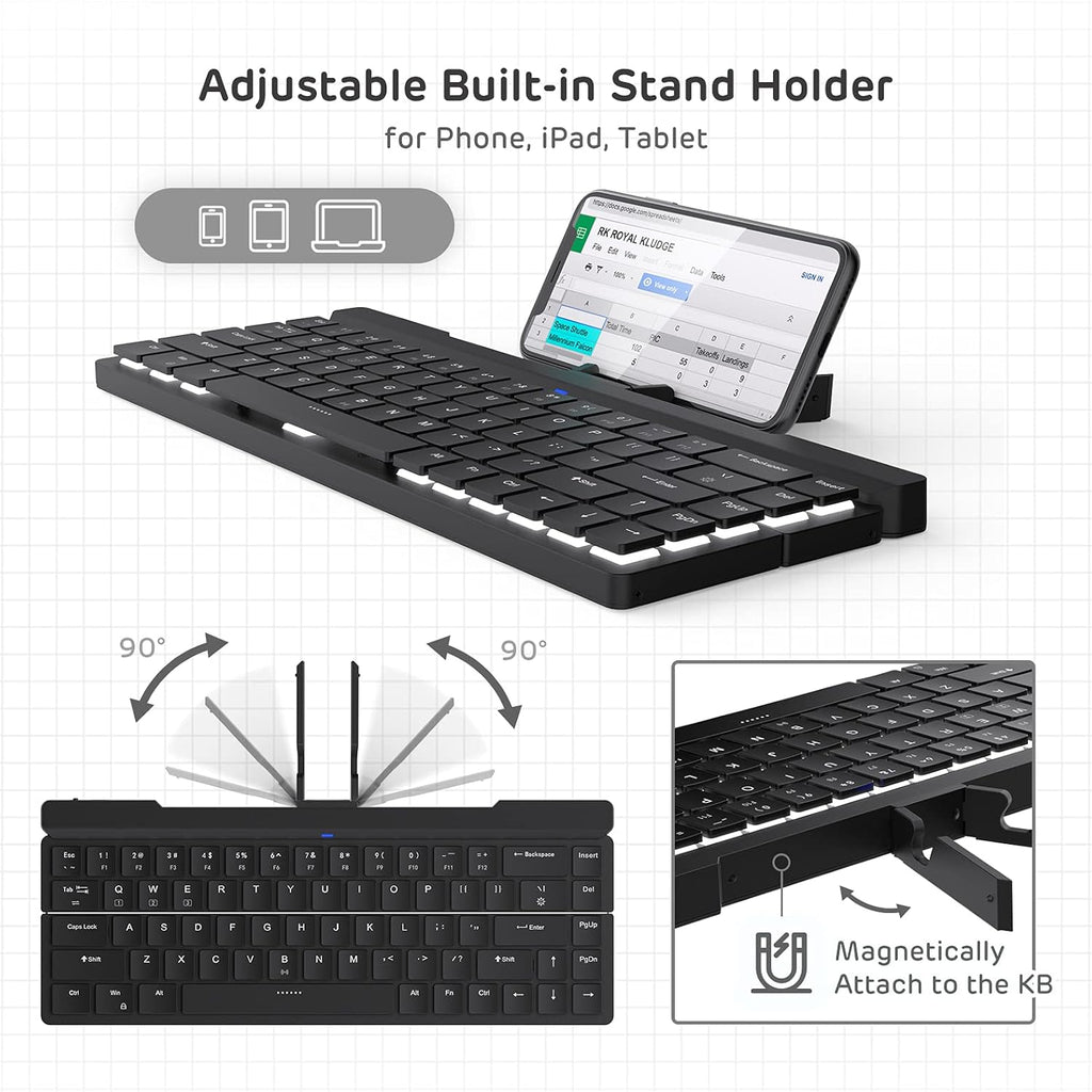 68 Keys 60% Foldable Mechanical Keyboard with Aluminum Body, White Backlit, Low Profile Clicky White Switches, Pack of 2 U206497