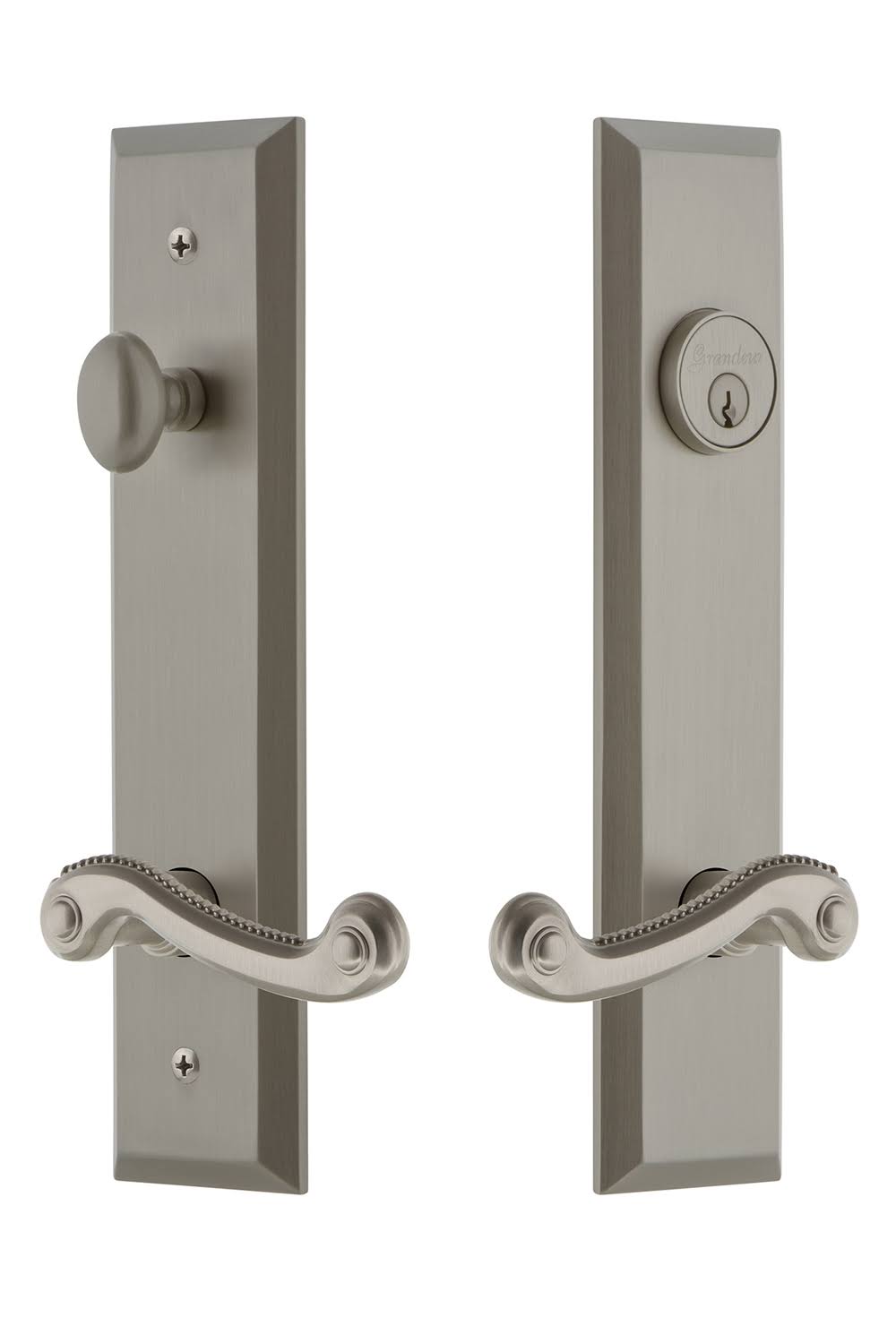 Satin Nickel Tall Plate Entry Set P350