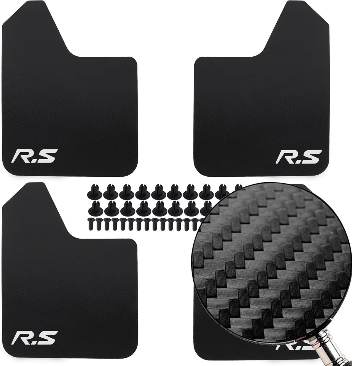 4pcs Carbon Fiber Mud Flaps with Hardware D124