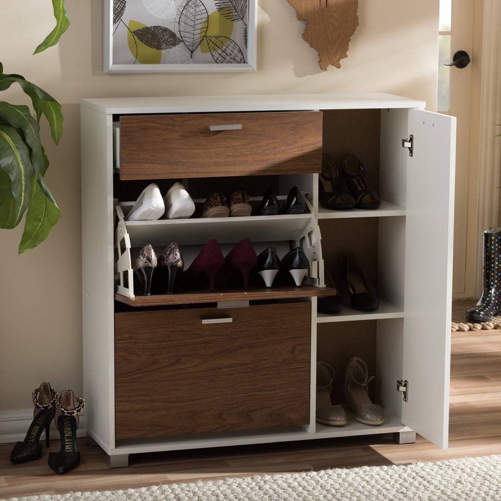 White/Walnut Storage Cabinet F587