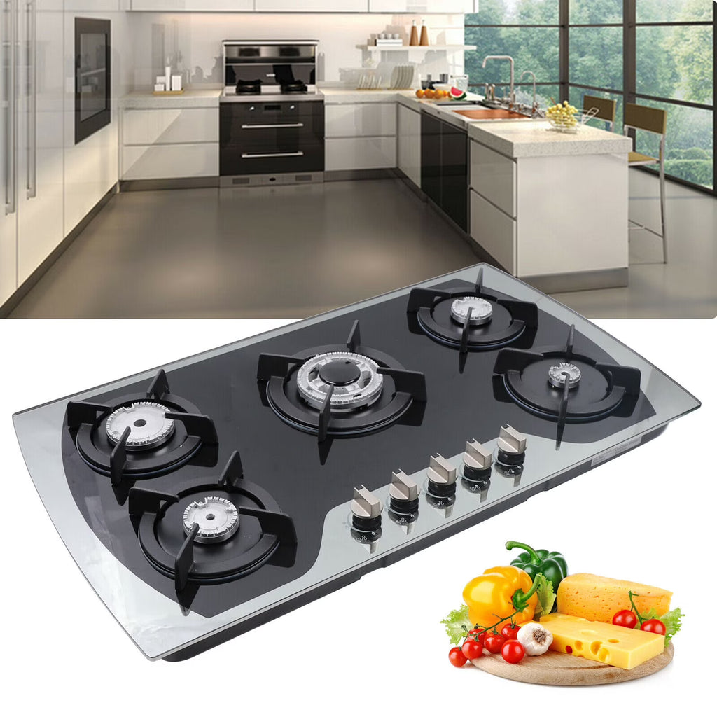 35.4" 5 Burners Tempered Glass Gas Cooktop R471