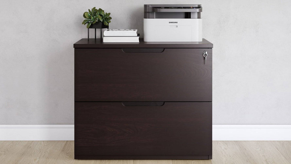 2 Drawer Lateral Filing Cabinet Dark Walnut J307