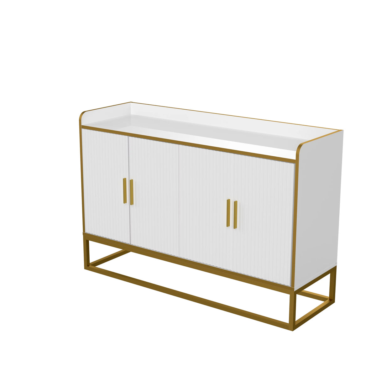 White Gloss Storage Cabinet with Metal Legs T819690