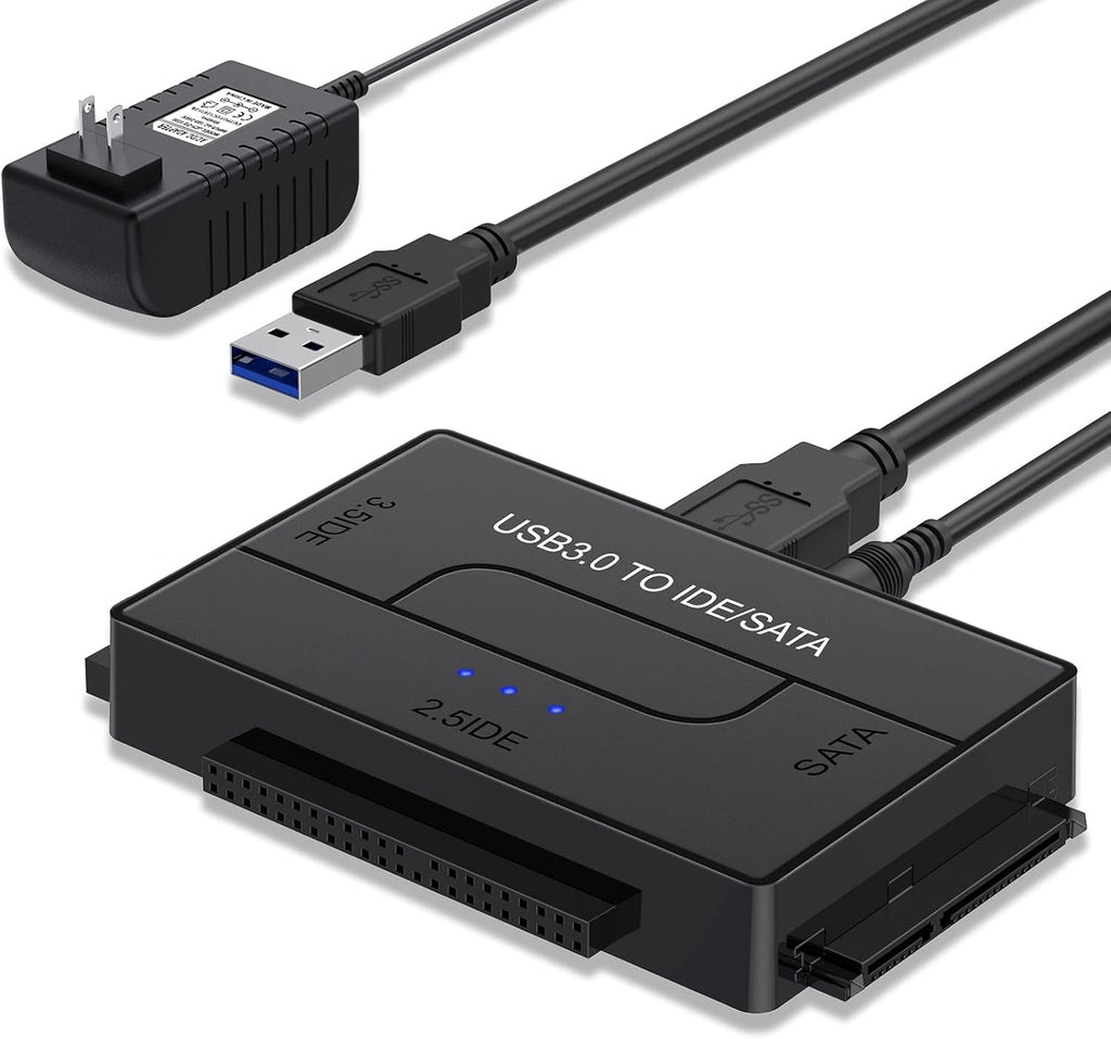 SATA IDE to USB 3.0 Adapter for 2.5 3.5-Inch HDD SSD with 12V 2A Power Supply Pack of 2 A298
