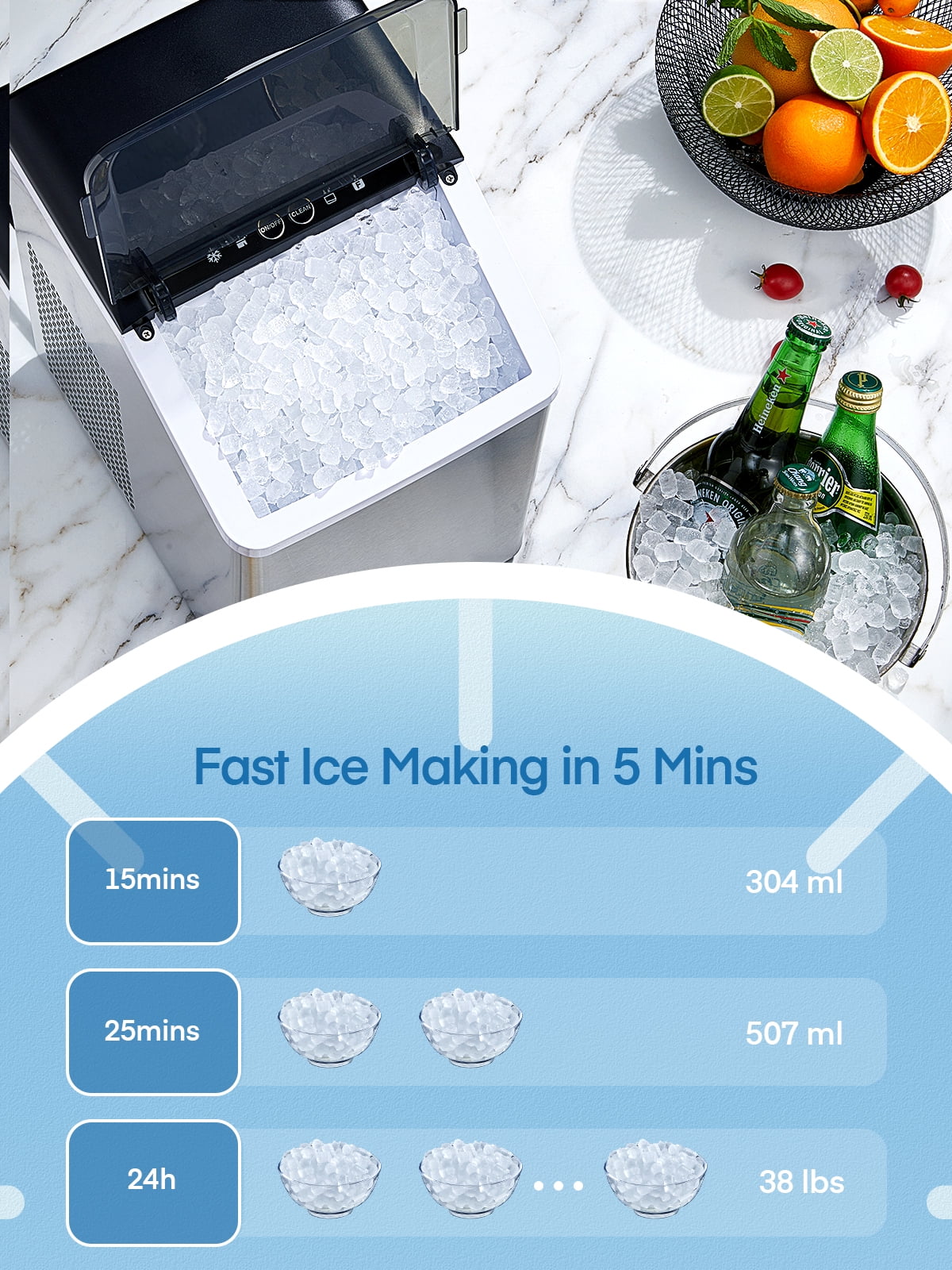 Stainless Steel Countertop Pellet Ice Maker W1947
