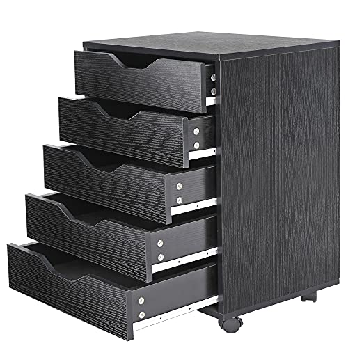 White 5 Drawer Mobile File Cabinet with Casters N62677