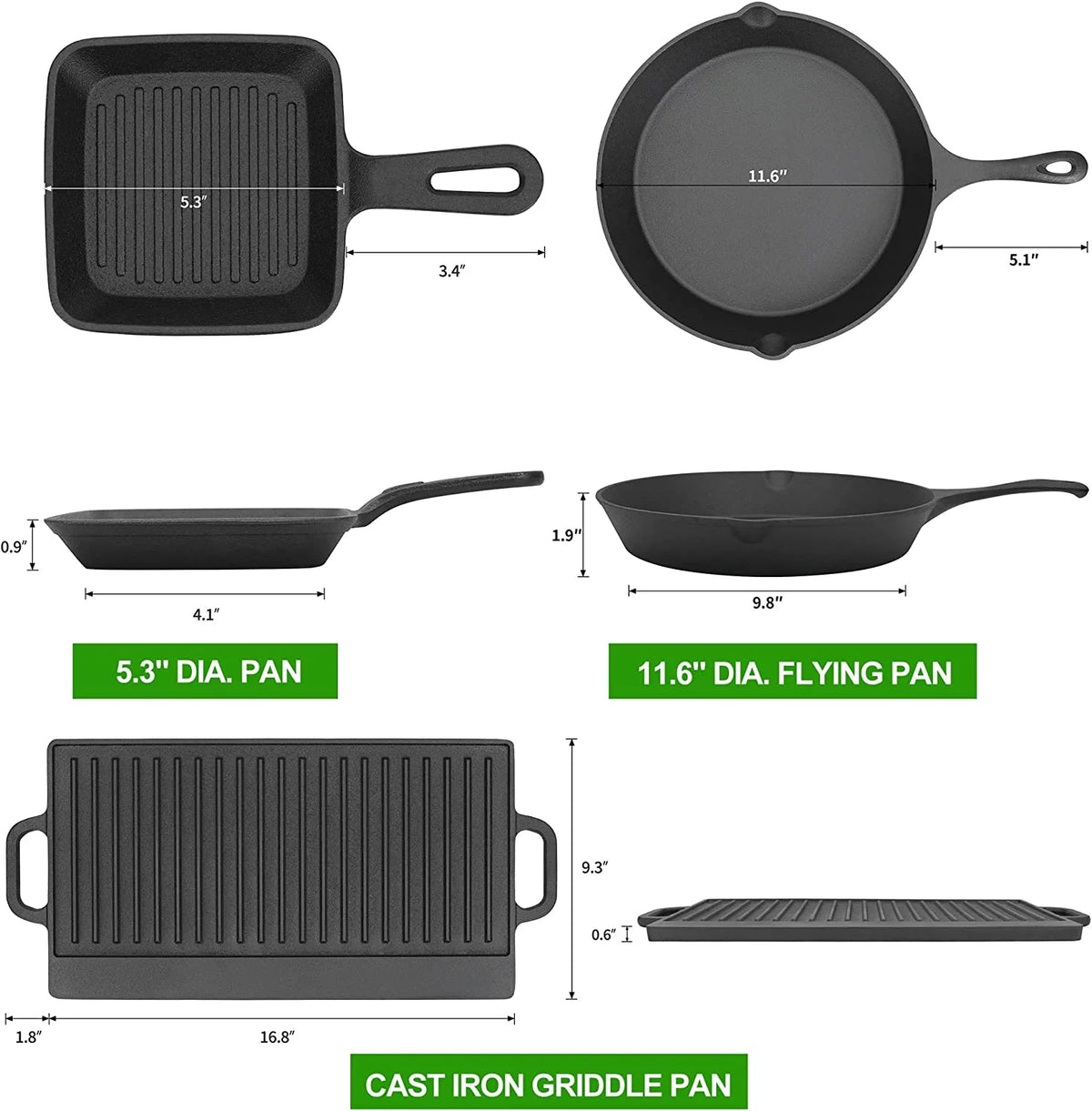 Pre-Seasoned Cast Iron Dutch Oven Cooking Set with Wood Box G704