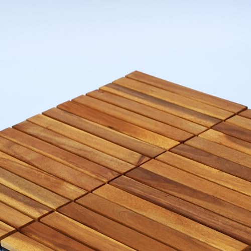 10 PCS Waterproof Acacia Wood Patio Tiles, 12”x12” (10sq.ft per Box) V22202