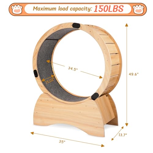 Large Wooden Cat Exercise Wheel with Lock Feature D4728