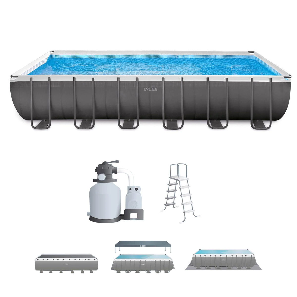 24' x 12' x 52 Rectangular Frame Swimming Pool with Pump G52065